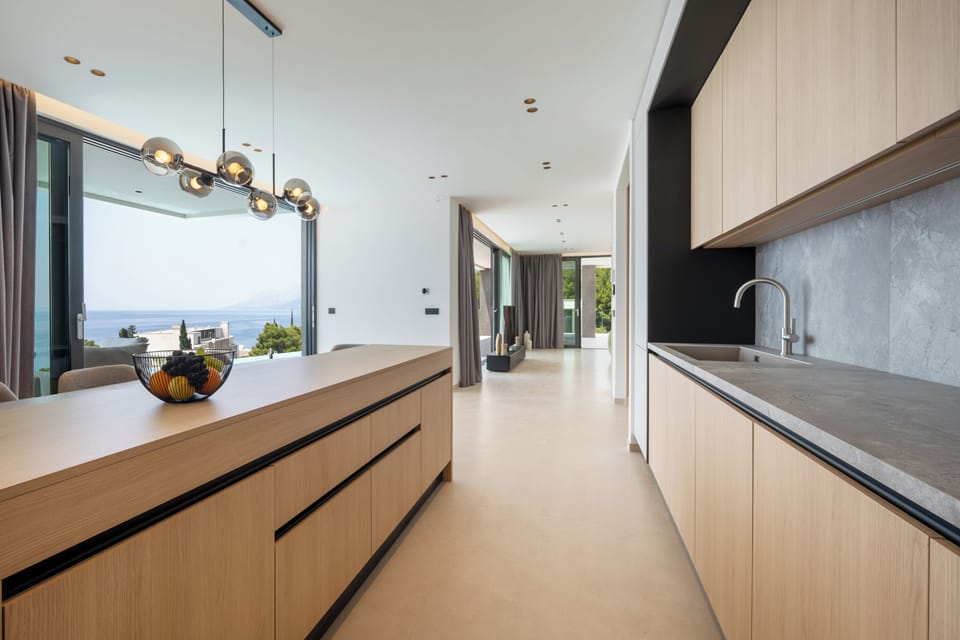Panoramic Villa, Sea View | Private kitchen | Espresso maker, electric kettle, toaster, highchair