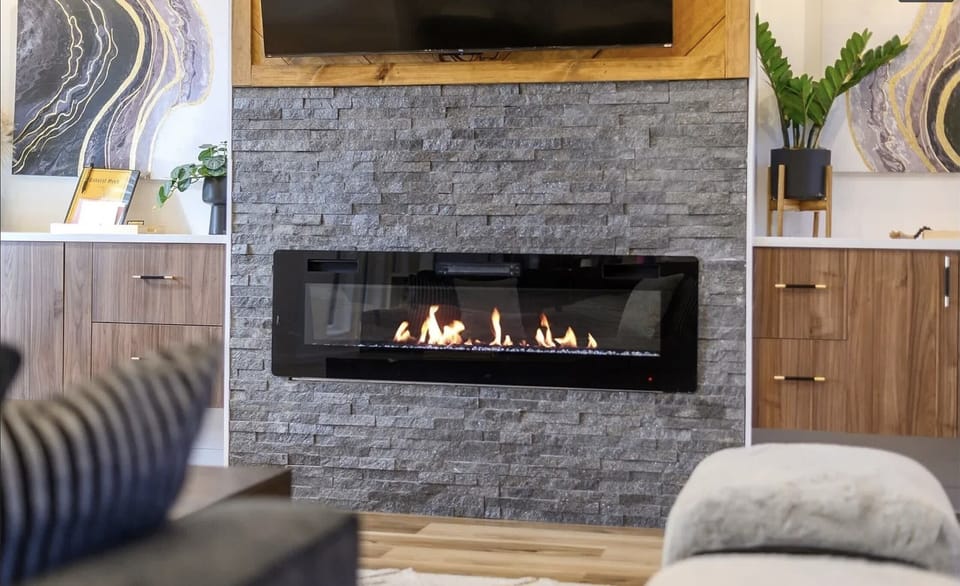 Curl up in the chic living room & stream your favorites on the smart TV