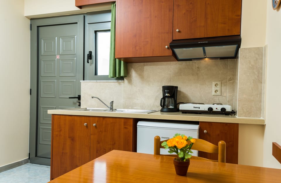 Deluxe Apartment | Private kitchenette | Fridge, stovetop, coffee/tea maker, cookware/dishes/utensils
