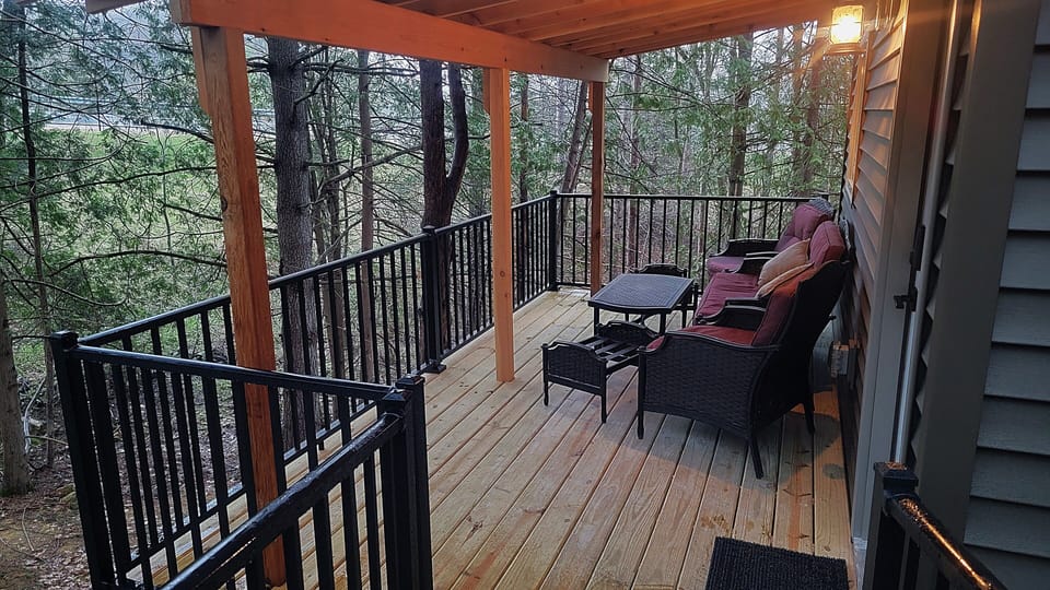 Cabin#1 porch at dusk