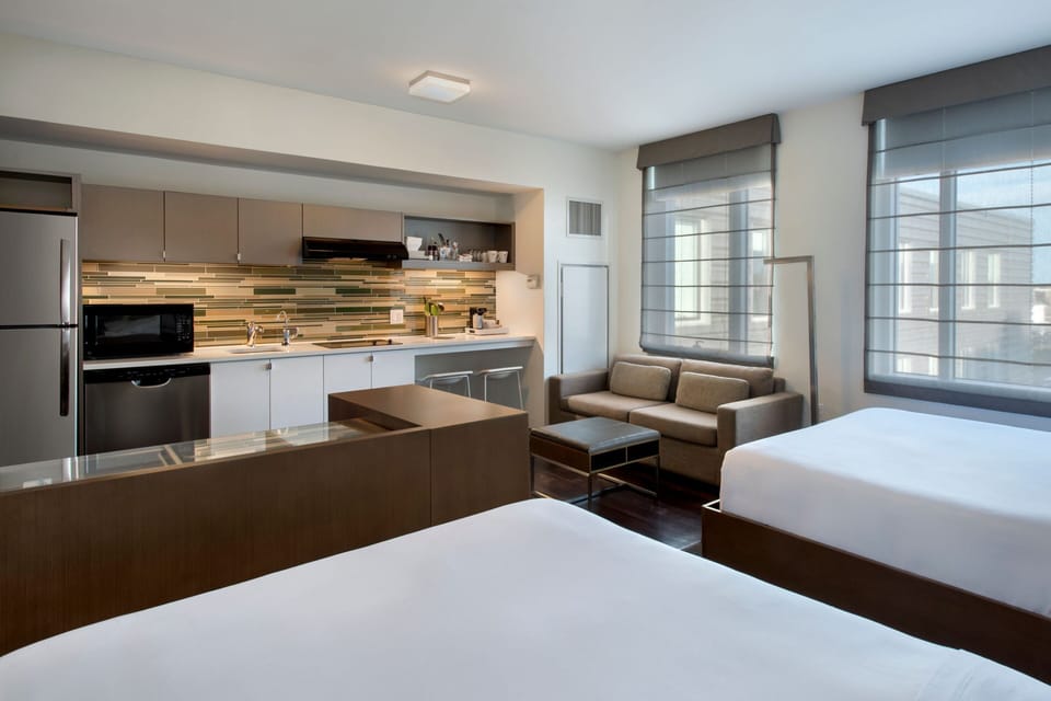 Pillowtop beds, in-room safe, desk, laptop workspace