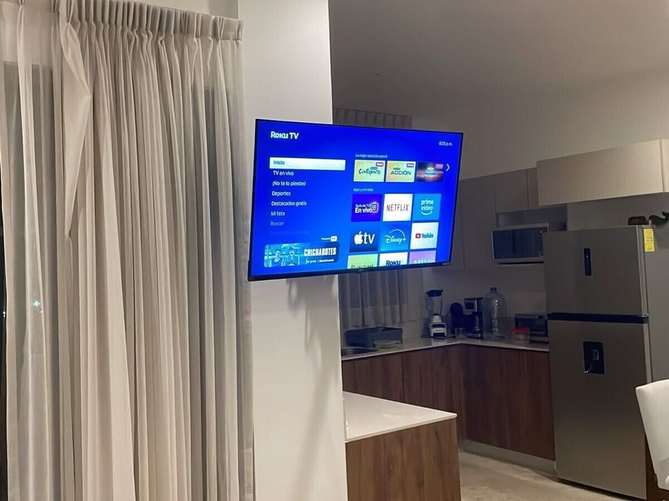 Luxury Apartment, Private Pool, Sea View | Living area | 60-inch flat-screen TV with digital channels, TV