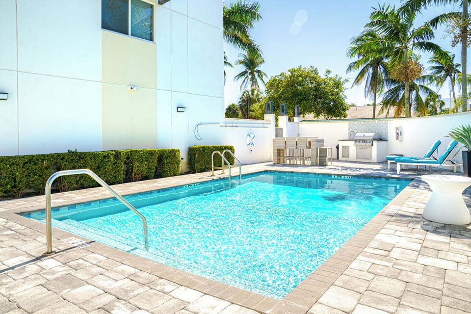 Serene pool view, perfect for relaxation.