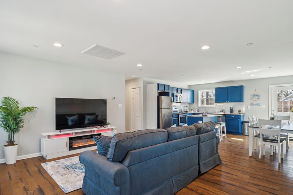 Enjoy time with family in this open-concept living room, dining room and kitchen
