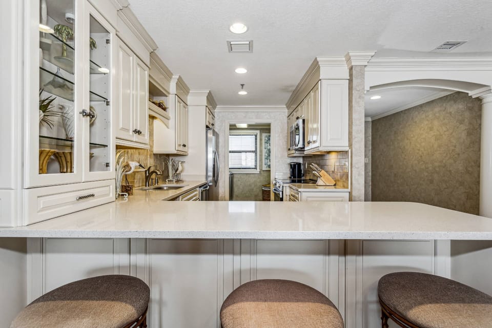 Kitchen bar seating for three