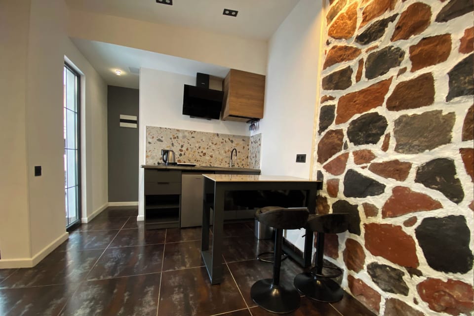 Family Apartment, 1 Bedroom | Private kitchen | Shared fridge, microwave