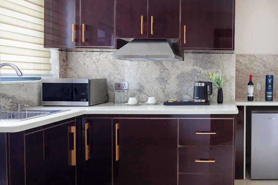 Standard Room, Balcony, City View | Private kitchen | Fridge, microwave, stovetop, dishwasher