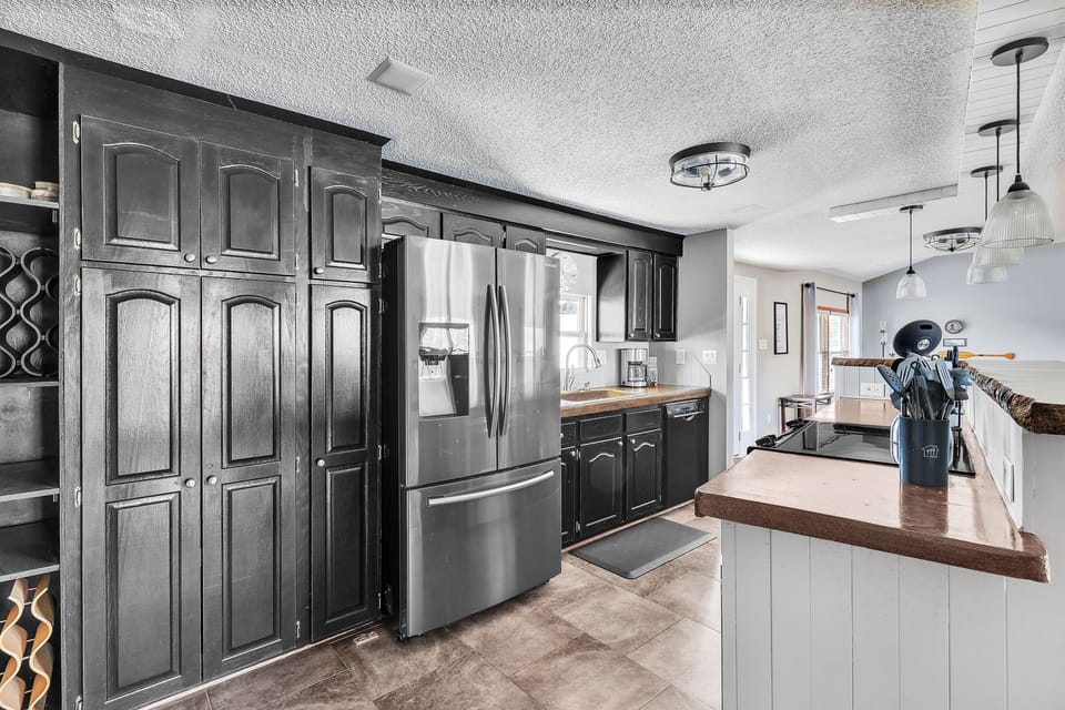 Indoors, Floor, Kitchen, Refrigerator, Lamp