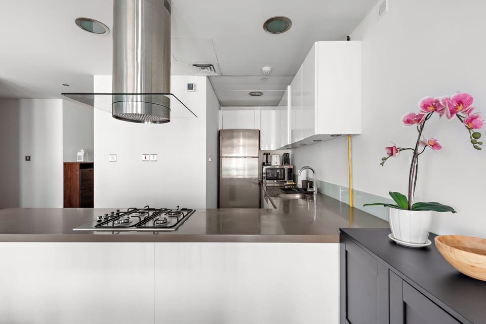 Grand Apartment, 1 King Bed | Private kitchen | Fridge, oven, coffee/tea maker, electric kettle