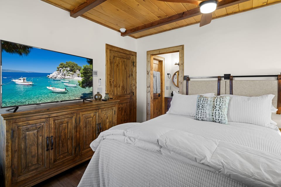 TV in the Queen Bedroom with Jack-and-Jill Bathroom