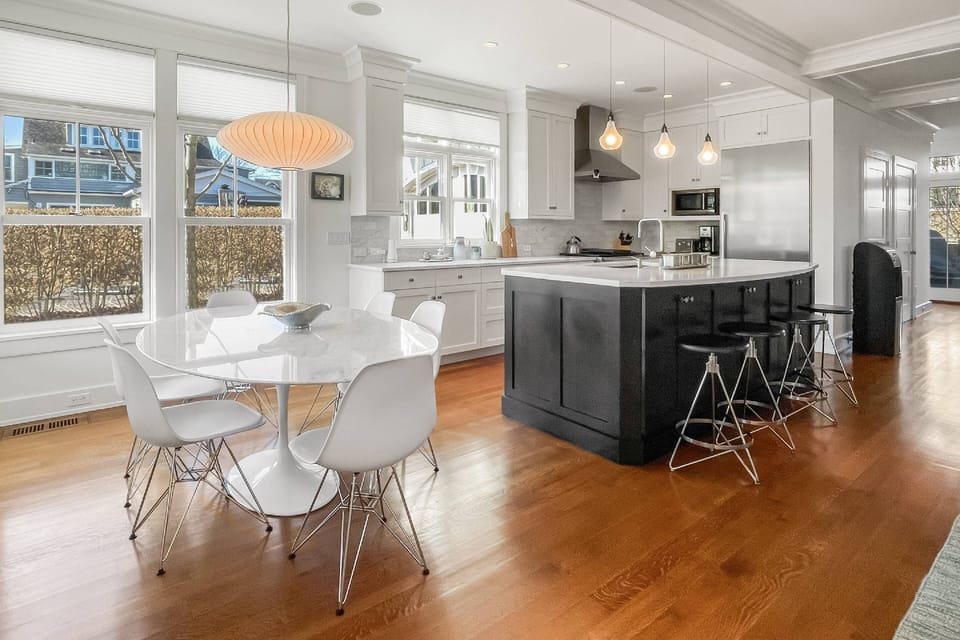 Channel your inner chef in our fully equipped kitchen, complete with a spacious island and modern appliances.