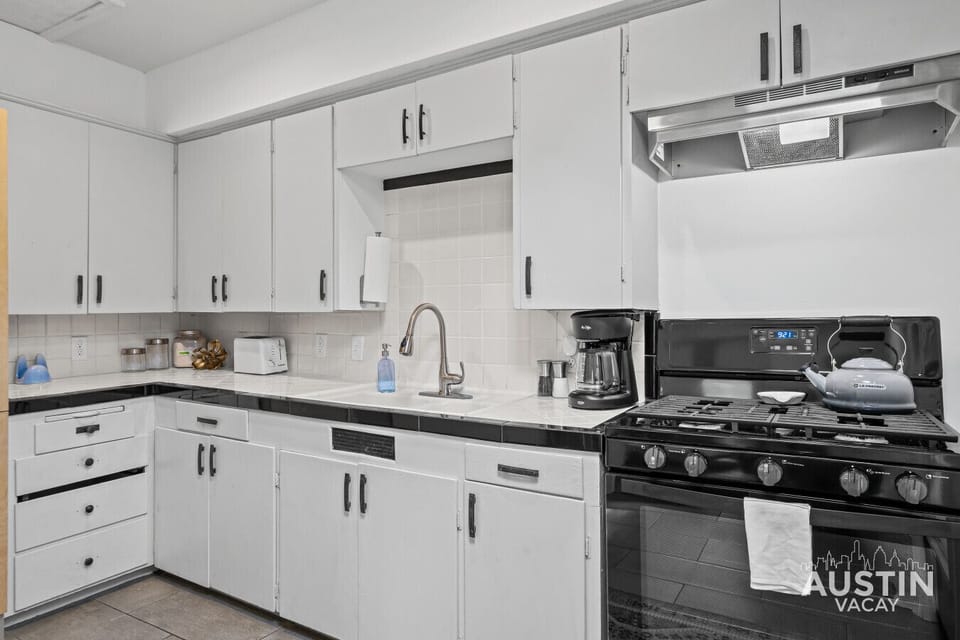 A practical kitchen equipped for every craving—cook, brew, and dine with ease!