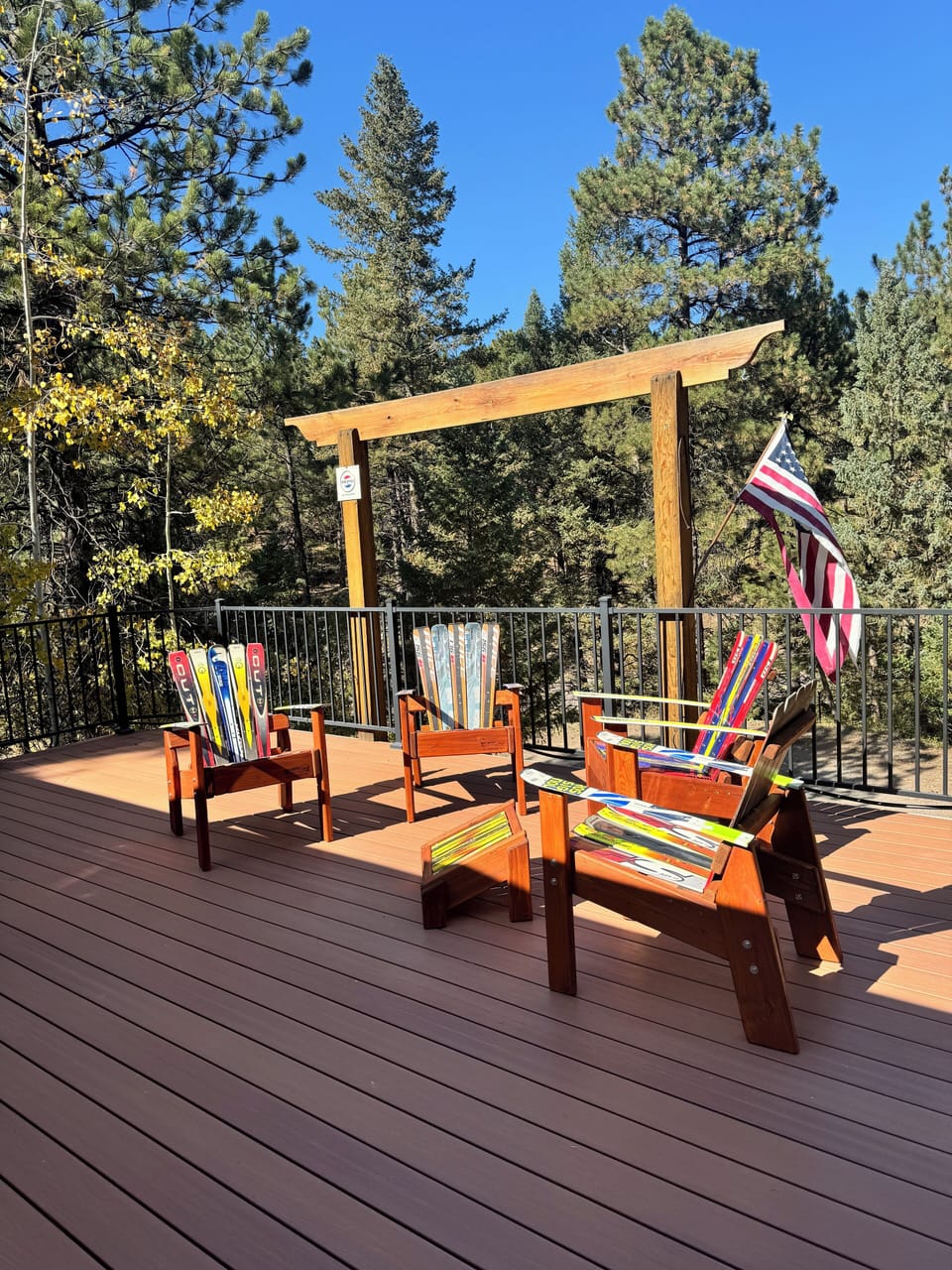 Upper deck with ski chairs and a great view!