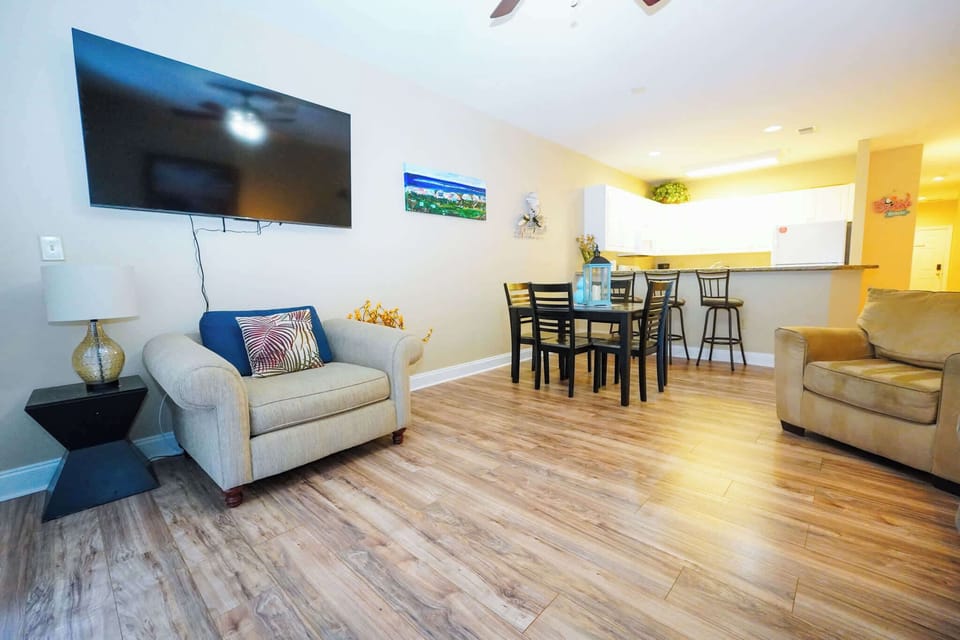 Comfortable seating and streaming-ready smart TV