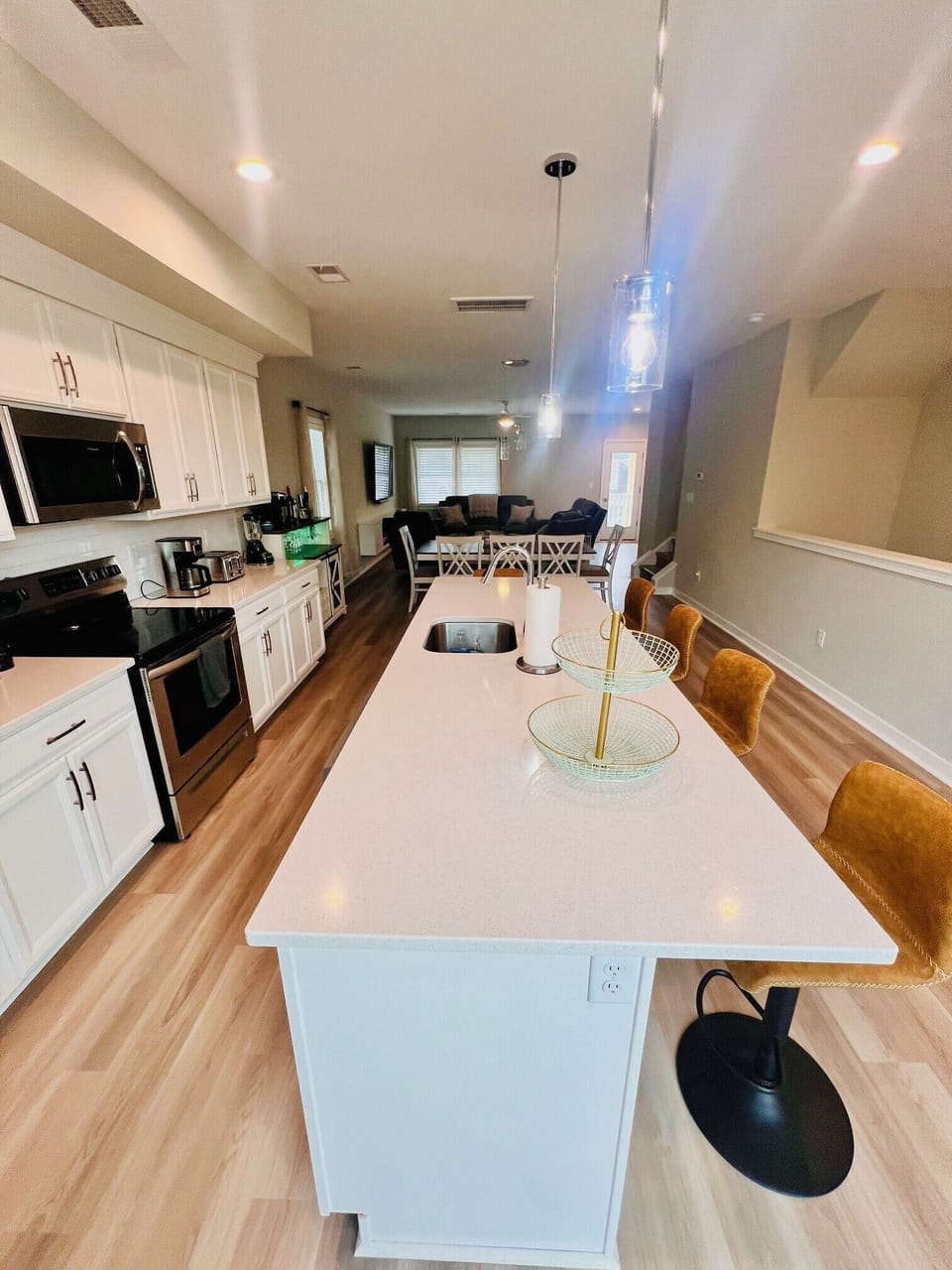 View of kitchen dining living 