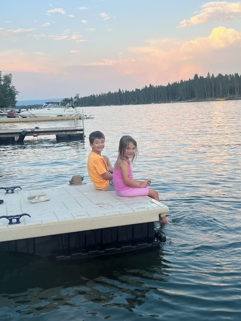 Dock is a large wraparound u-shape with the ability to store your boat or lounge