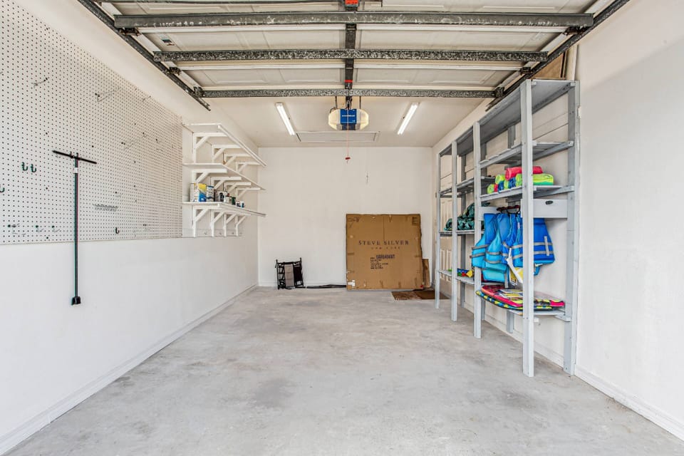 One car garage for parking and all your beach toys