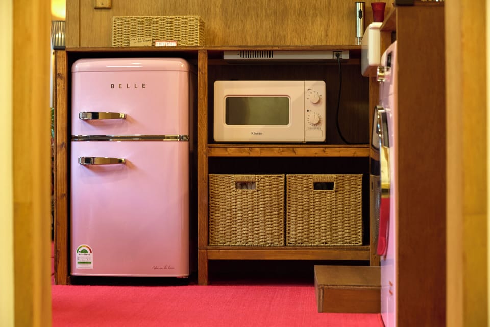 Design House, City View (non-Korean nationals only) | Private kitchen | Fridge, microwave, stovetop, cookware/dishes/utensils