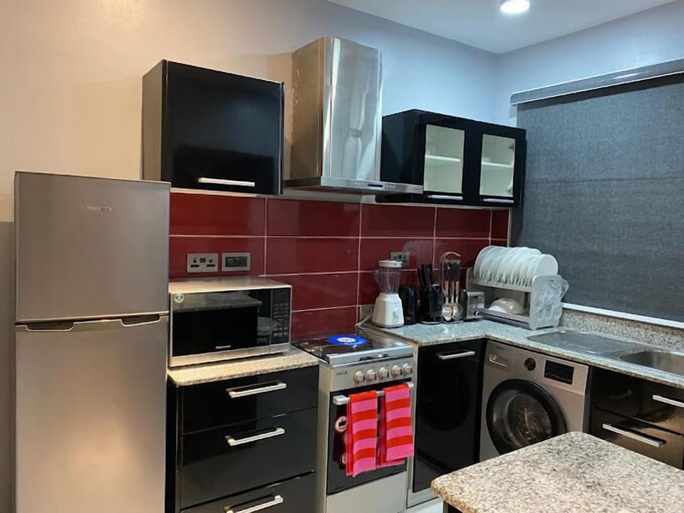 Economy Apartment, Balcony, City View | Private kitchen | Fridge, microwave, oven, stovetop