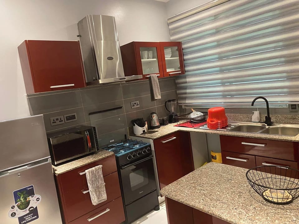 Standard Apartment, Balcony, City View | Private kitchen | Fridge, microwave, oven, stovetop
