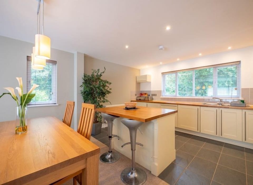Open plan dining space with island