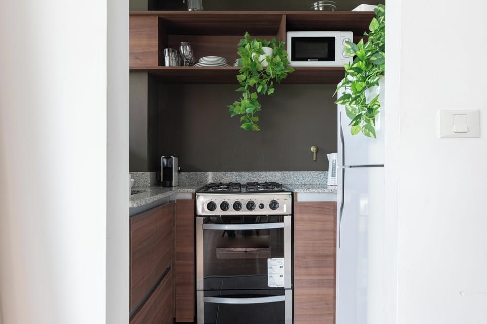 Full-size fridge, microwave, oven, stovetop