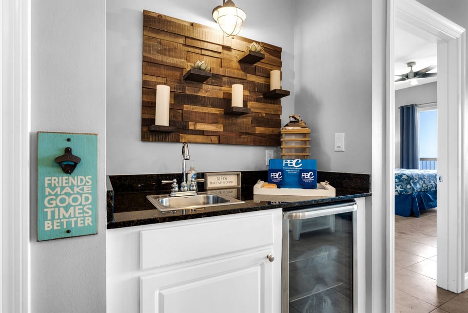 This inviting wet bar adds a touch of luxury — ideal for crafting cocktails and enjoying evenings in.