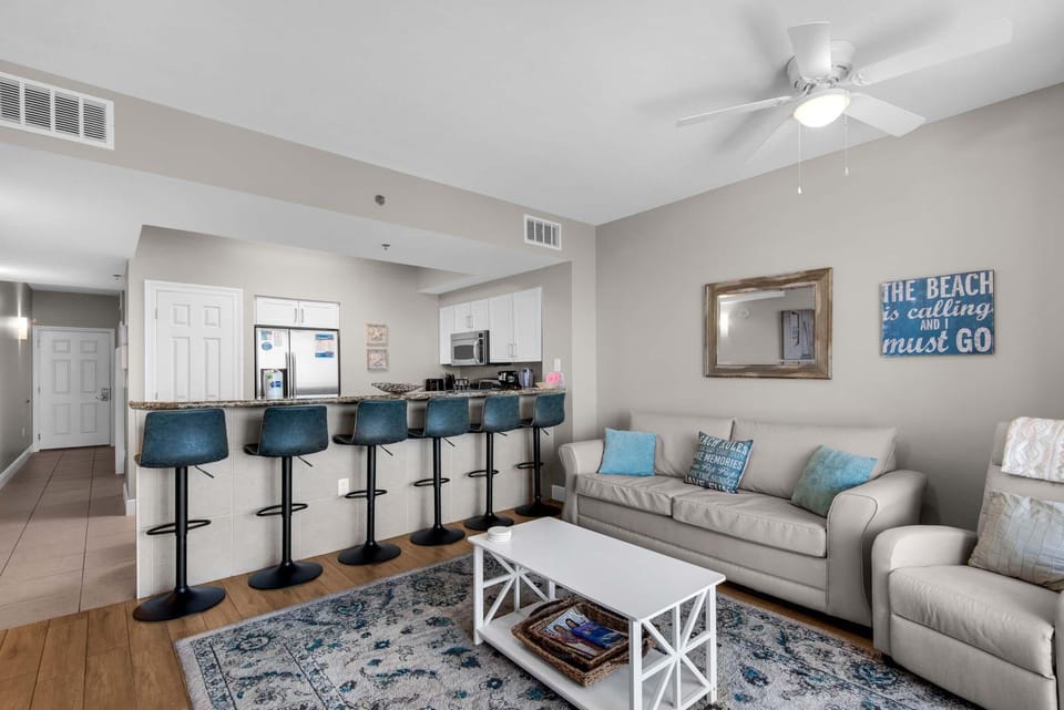 Condo, 1 Queen Bed with Sofa bed (Ariel Dunes II 2105) | Living area | TV