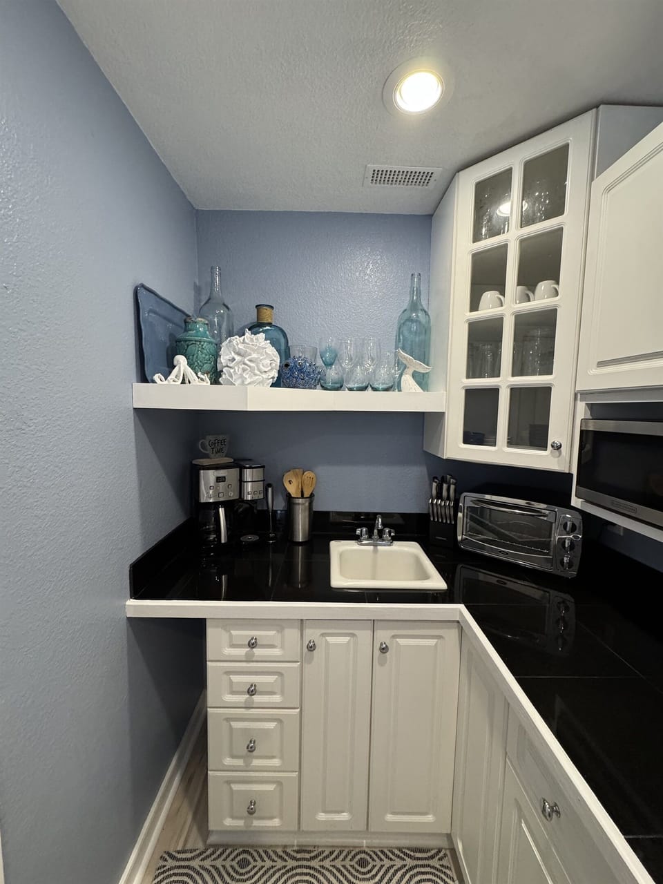 Drip Coffee, Toaster Oven, Sink & Microwave