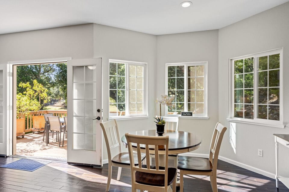 Breakfast nook overlooking charming gardens