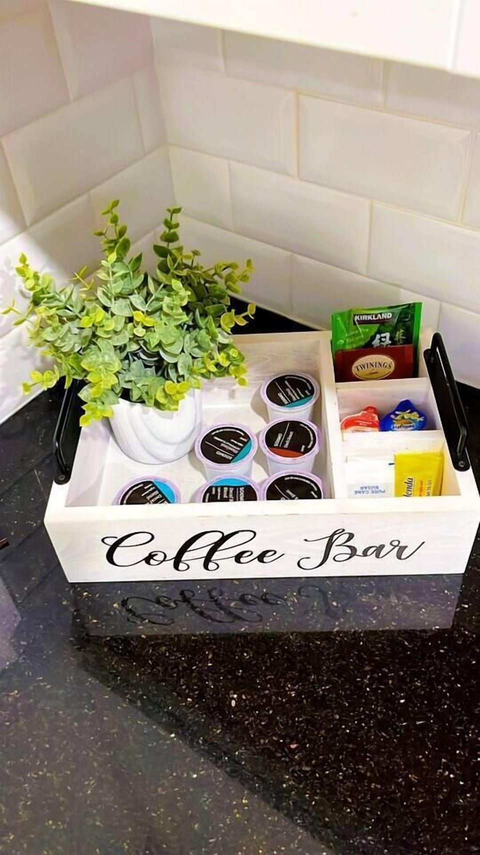Coffee, Tea, creamer, sugar and sweetener