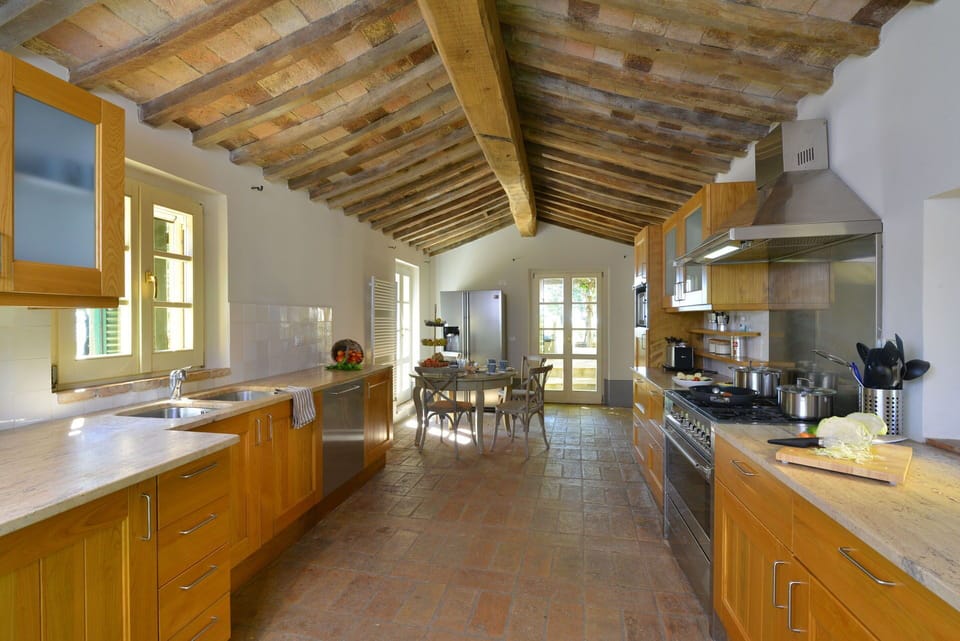 Furniture, Flooring, Interior Design, Wood, Kitchen, Floor, Ceiling, Countertop, Home, Cabinetry