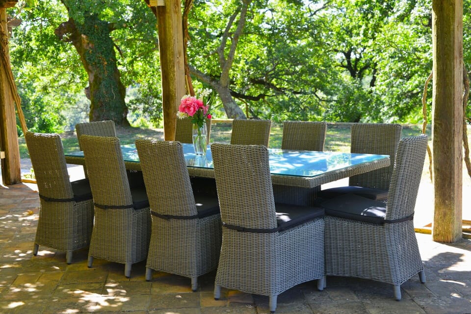 Furniture, Outdoor Furniture, Chair, Outdoor Table, Shade, Patio, Wicker, Garden, Kitchen & Dining Room Table, Backyard