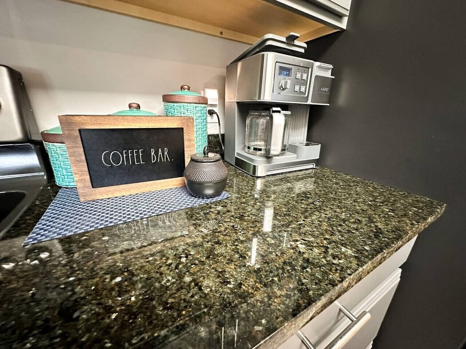 Start your morning right with our dedicated coffee bar, complete with an espresso machine and all the essentials.
