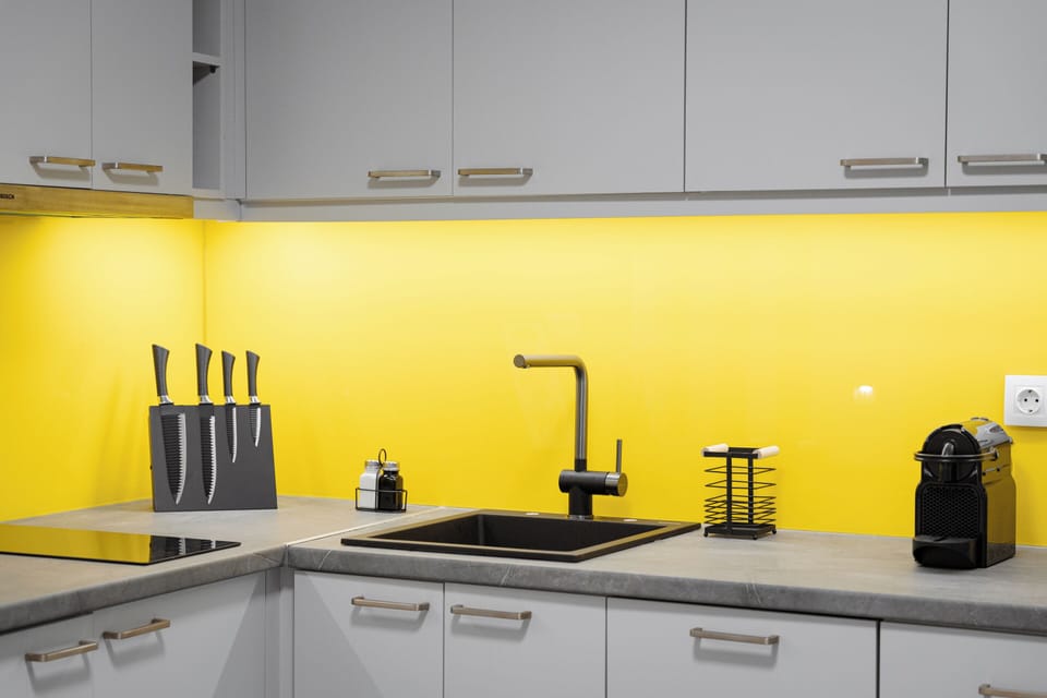 Apartment | Private kitchen | Full-size fridge, microwave, dishwasher, espresso maker