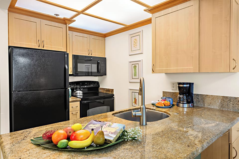 Everything you need, right at your fingertips. A fully equipped kitchen stocked with all the essentials. Perfect for cooking your favorite meals in paradise.