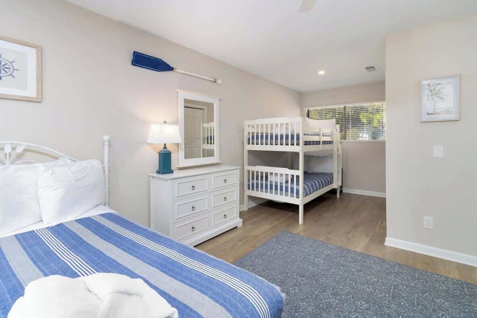 Guest Bedroom with Full Beds and Twin Bunk Bed