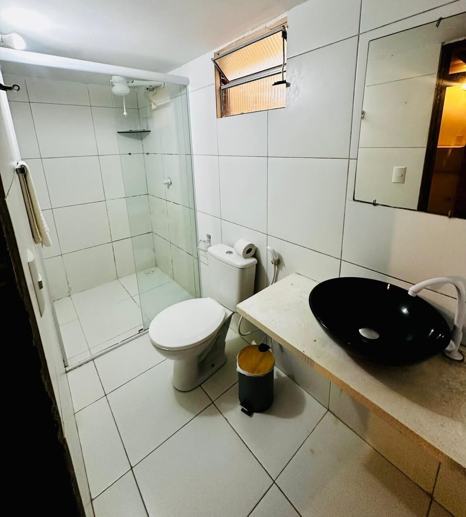 Shower, towels, soap, shampoo