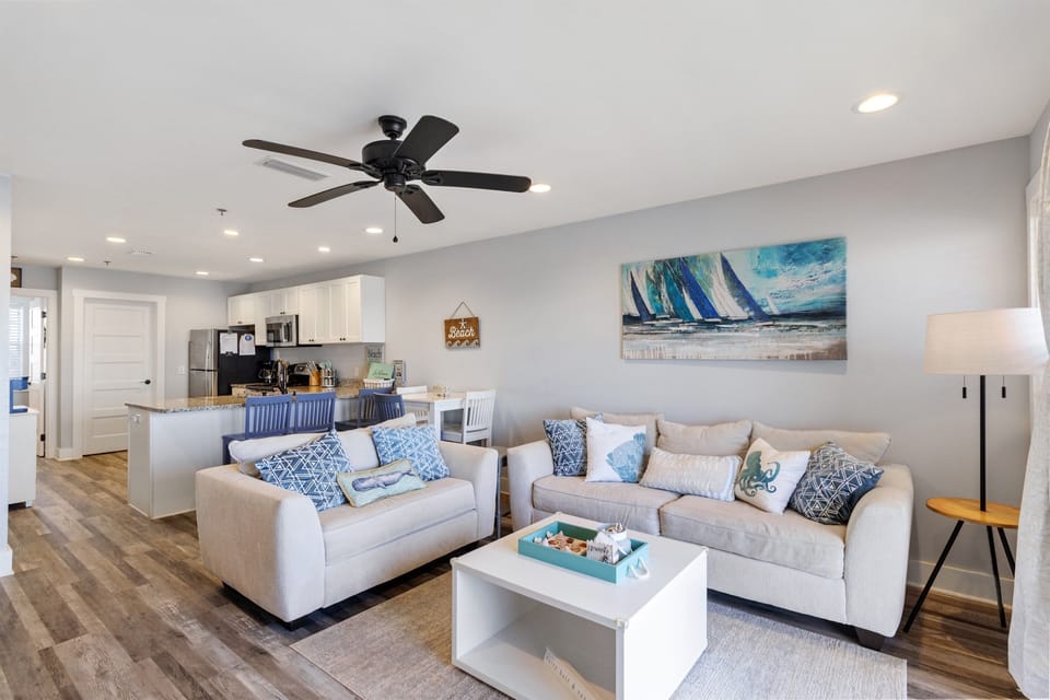 Cozy living room with sleeper sofa