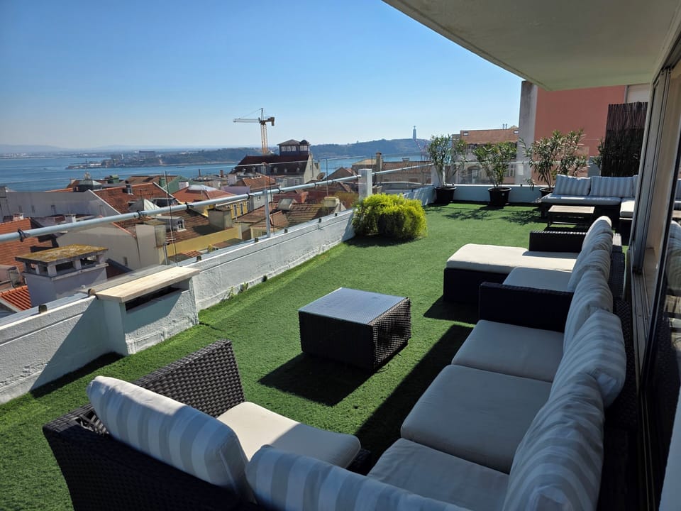 Terrace facing South-West with the statue of Christ Our King in the background