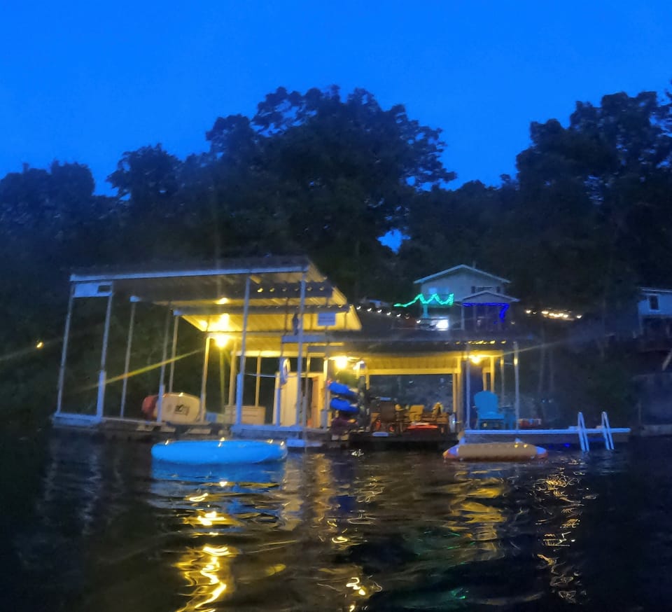 Private dock at night