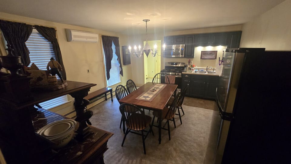 Kitchen with stainless steel appliances
