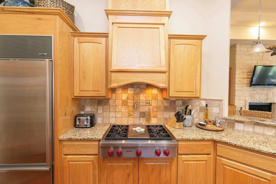 This property has a gas stove