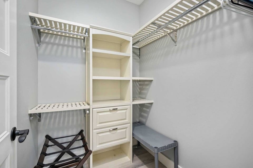 With ample closet space you can bring as many outfits as you need. Bring a crabbing jumpsuit and evening gown!  You'll have room for more!
