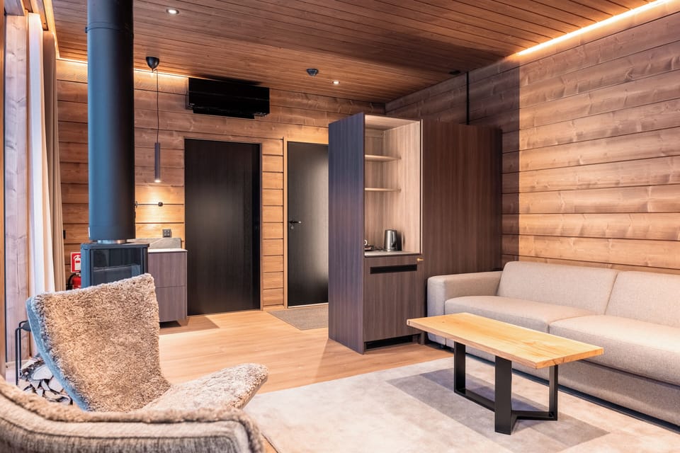 Deluxe Chalet, Park View (Arctic Sky Villa) | Living area | TV