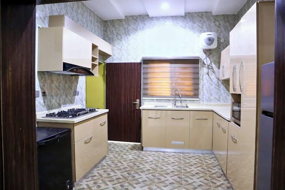 Family Apartment, Balcony, City View | Private kitchen | Fridge, microwave, oven, stovetop