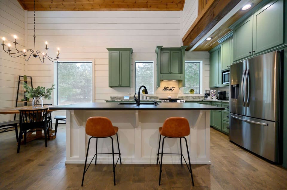 Cabin, Multiple Beds, Hot Tub, Garden View (Once Upon a Pine) | Private kitchen | Fridge, microwave, oven, stovetop