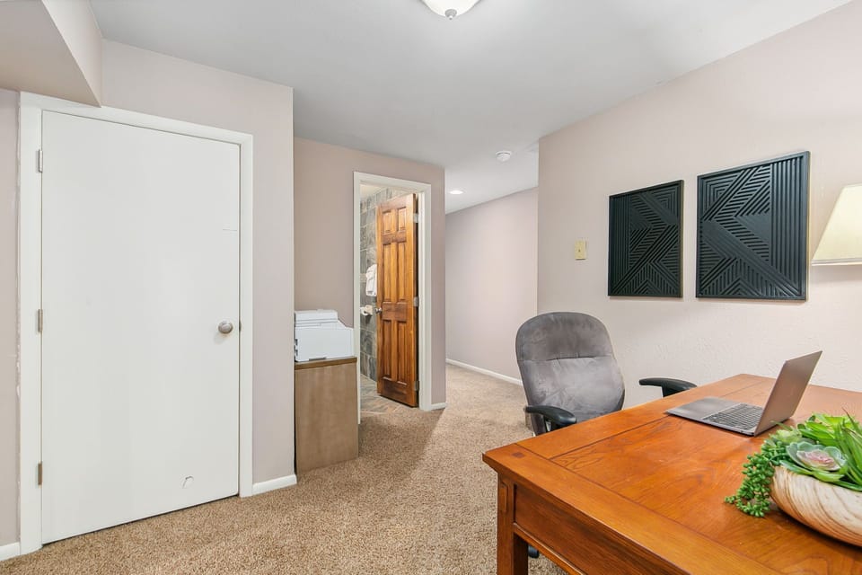 Office Area | Laptop-friendly Workspace with Printer (lower level)
