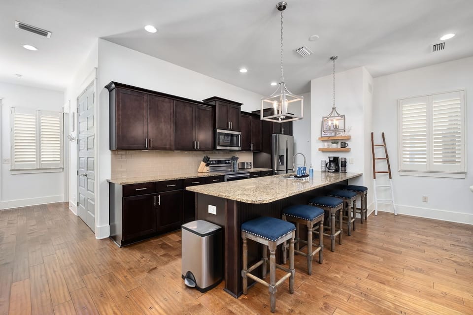 Spacious kitchen with plenty of counter space.