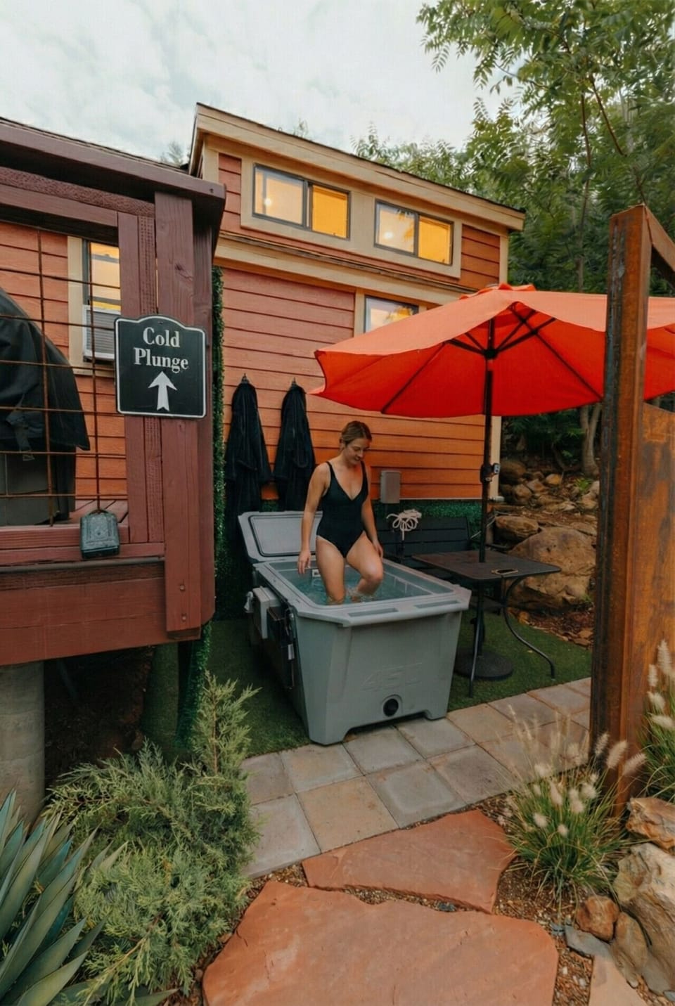 Refresh your body and mind with our invigorating cold plunge, perfect after a day of hiking Sedona`s trails.